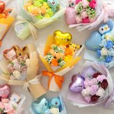 ポケットモンスター ソープフラワーバルーンブーケ｜誕生日 発表会 卒園祝い 入園祝い 卒業祝い 入学祝い 男の子 女の子 子どもポケモン ピカチュウ イーブイ メタモン フシギダネ ヒトカゲ ゼニガメ ポッチャマ プリン ミュウ ぬいぐるみ マスコット 花束 メッセージ入り プレゼント ギフト 贈り物 お祝い