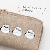 BOX型コインケース付き L字ウォレット 【 シマエナガ 】 刺繍 本革 ミニ財布 ギフト