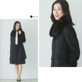 カシミヤ コート レディース カシミヤ100% フォックス ファー 着丈85cm ミドル丈 ブラック 秋 冬 40代 50代 大人 カシミヤコート フォーマル 卒業式 母 ひざ丈 小さいサイズ 低身長 ギフト プレゼント 6F (02000070r)