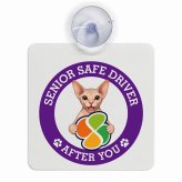 カーサイン 高齢者マーク SENIOR SAFE DRIVER スフィンクス 車内用 吸盤タイプ 収れん火災防止タイプ 肉球 日本製 車 ステッカー