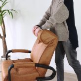 高座椅子 高さ調節 回転式 リクライニング フットレスト付き ブラウン W58xD63-148xH98-104cm座面高40-46cm 座椅子 リクライニングチェア パーソナルチェア 肘付き おしゃれ