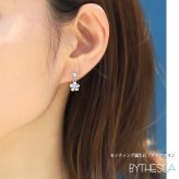 ハワイアンジュエリー ピアス プルメリアピアス Sサイズ 誕生石選べる 片耳 一個購入可 シルバー925 ロジウムコーティング キャッチ シンプル 片耳 20G ゲージ BY THE SEA バイザシー メンズ レディース 誕生日 プレゼント ハロウィン 【品番：SE201】