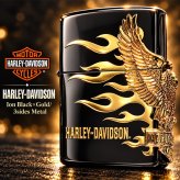 ZIPPO ハーレー ジッポライター ハーレーダビッドソン ブラック＆ゴールド かっこいい ファイヤー 3面ゴールドメタル イーグル 黒金 HARLEY-DAVIDSON 日本国内限定モデル ジッポー ギフト