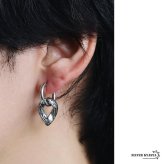ステンレス チェーンの一コマピアス ドロップ 唐草 フープピアス ごつめ 揺れる かっこいい シルバー 片耳1点 アラベスク 大きめ 存在感 メタル メンズ 男性 金属アレルギー対応 イヤリング