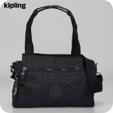 キプリング ハンドバッグ レディース ブランド Kipling エリシア ロゴ ワンポイント 総柄 2WAY K43793-K59 Signature Emb 黒