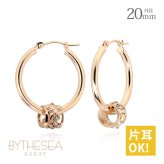 ハワイアンジュエリー フープピアス ピアス ピンクゴールド ピアス 外径20mm クロッシングピアス ハイビスカス 透かし バレル 樽 大ぶり ゴールド 揺れる 片耳(1個)購入可 K14ピンクゴールド 20G ゲージ BY THE SEA バイザシー プレゼント ハロウィン 【品番：GE232R】
