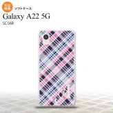 SC-56B Galaxy A22 スマホケース ソフトケース チェック A ピンク 青 +アルファベット メンズ レディース nk-a22-tp439i