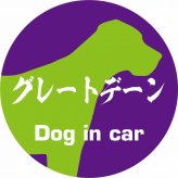 Dog in car ドッグインカー ステッカー カーステッカー グレートデーン 毛筆書体 パープルグリーン シール 煽り運転対策 カーサイン