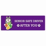 カーサイン 高齢者マーク SENIOR SAFE DRIVER アラスカンマラミュート ステッカー シール 長方形 15x5cm 肉球 日本製 車