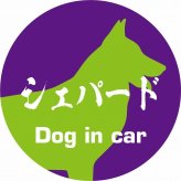 Dog in car ドッグインカー ステッカー カーステッカー シェパード 毛筆書体 パープルグリーン シール 煽り運転対策 カーサイン