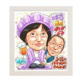 古希祝い プレゼント 70歳 両親 手描き 手書き 似顔絵 名入れ 送料無料｜祖父 祖母 父 母 誕生日 記念品 サプライズ オーダーメイド 世界に一つ 長寿祝い 紫 古稀 七十歳 ギフト