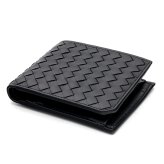 ボッテガヴェネタ 二つ折り財布 イントレチャート メンズ カーフレザー 本革 小銭入れ付き コンパクト ブラック 黒 BOTTEGA VENETA 805654 V69G1 8803
