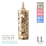 金属アレルギー対応 ペンダントトップ ハワイアンジュエリー 刻印無料 誕生石 純チタン ゴールドカラー バレルプレート LLサイズ チェーン別売り イオンプレーティング メンズ レディース プレゼント ハロウィン 【品番：TIP413-Y】