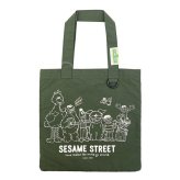 セサミストリート ミニフラットトートバッグ カーキ ランチ