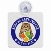 カーサイン 高齢者マーク SENIOR SAFE DRIVER サイベリアン 車内用 吸盤タイプ 収れん火災防止タイプ 肉球 日本製 車 ステッカー
