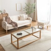 3人掛けカウチソファ 【本体】幅166cm×奥行69cm×高さ67.5cm(座面高:37cm) 【オットマン】幅50cm×奥行50cm×高さ37cm 北欧 モダン シンプル 天然木 ポリエステル ウレタンフォーム Sバネ 組立品 アイボリー グレー 新生活