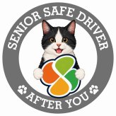 カーサイン 高齢者マーク SENIOR SAFE DRIVER 黒白（ハチワレ） ステッカー シール 直径13cm 肉球 日本製 車