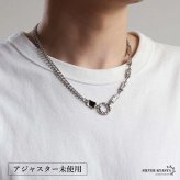 ステンレス ストーンネックレス デザインネックレス 幾何学ネックレス アシンメトリー シルバー ブラックストーン 原宿 韓流 お洒落 喜平チェーン メンズ 男性 金属アレルギー対応
