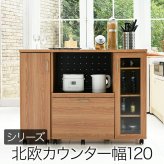食器棚 キッチン収納 キッチンカウンター キッチンボード 幅120 コンセント付き レンジ台 カウンター キャビネット 付き キャスター付き 新生活