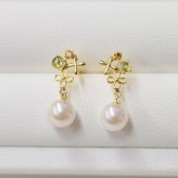 ［pearl382］5.5mm - 6.5mm 半貴石 ピアス あこや真珠 ホワイトピンク