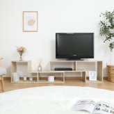 L字型伸縮TVボード オーク オーク・オークホワイト 2色展開 テレビ台 ローボード リビング収納 テレビボード おしゃれ シンプル 新生活 家具 インテリア 不二貿易
