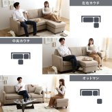 ソファ 座椅子 ファブリックコーナー3人掛け
