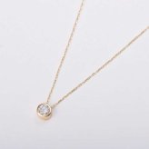 K18YG ダイヤモンド ネックレス 0.15ct フクリン留め ペンダント 18金 イエローゴールド 一粒ダイヤ シンプル 華奢 ジュエリー アクセサリー レディース ギフト