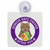 カーサイン 高齢者マーク SENIOR SAFE DRIVER ピクシーボブ 車内用 吸盤タイプ 収れん火災防止タイプ 肉球 日本製 車 ステッカー