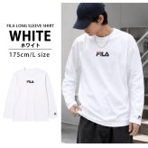  FILA フィラ Tシャツ メンズ 長袖 クルーネック 丸首 カットソー ロンT ブランド ロゴ プリント 無地 シンプル 綿混 おしゃれ  ゆったり 大きいサイズ  M L LL 3L 黒 白 紺 中学生 高校生 karlas