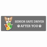 カーサイン 高齢者マーク SENIOR SAFE DRIVER チワズー ステッカー シール 長方形 20x6.7cm 肉球 日本製 車
