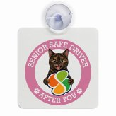 カーサイン 高齢者マーク SENIOR SAFE DRIVER サビ（べっ甲） 車内用 吸盤タイプ 収れん火災防止タイプ 肉球 日本製 車 ステッカー