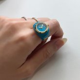 フォッシル リングウォッチ 指時計 ブランド レディース ブルー ゴールド 指輪型 伸縮式 フリーサイズ コンパクト ミニマル おしゃれ 可愛い アクセサリー FOSSIL 彼女 女友達 ギフト 誕生日 記念日 成人 卒業 入学