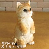 猫　置物 リアル　シンお願いキャット　４　チャトラ　ネコ　動物オブジェ　ガーデン　オーナメント　店舗　カウンター　装飾　オブジェ　インテリア　玄関先　庭　ねこ好きさん人気ギフト　動物人気ギフト　クリスマスプレゼント　お誕生日祝い　母の日人気　父の日人気　敬老の日人気