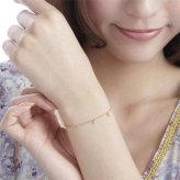 ブレスレット レディース K10 ピンクゴールド 0.15ct 3石 ダイヤモンド ダイヤ 華奢 シンプル チェーン カットボール 繊細 上品 アクセサリー プレゼント ギフト 記念日