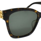 バレンシアガ BALENCIAGA サングラス アジアンフィット UVカット アイウェア キャットアイ BB0102SA-002 メンズ レディース ユニセックス ハバナ+グリーン 国内正規品