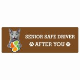 カーサイン 高齢者マーク SENIOR SAFE DRIVER ロシアンブルー ステッカー シール 長方形 20x6.7cm 肉球 日本製 車
