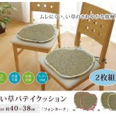 クッション い草 い草クッション バテイ 馬蹄 花柄 『フォンターナ』 約40×38cm 2枚組 新生活