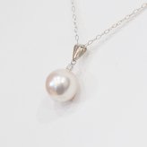 ［pearl615］8mm - 8.5mm ホワイトピンク ペンダント ダイヤモンド付 あこや真珠 0.01ct