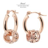 ハワイアンジュエリー フープピアス ピアス ピンクゴールド ピアス 外径13mm クロッシングピアス プルメリア 透かし バレル 樽 小ぶり ゴールド 揺れる 片耳(1個)購入可 K14ピンクゴールド 20G ゲージ BY THE SEA バイザシー プレゼント ハロウィン 【品番：GE211R】