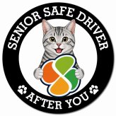 カーサイン 高齢者マーク SENIOR SAFE DRIVER サバトラ マグネット 強力 直径13cm 肉球 日本製 車 ステッカー