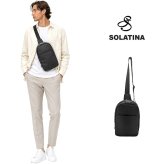 SOLATINA シュリンクボディバッグ 大容量 ショルダーバッグ 斜め掛け 普段使い 使いやすい シンプル 牛革 メンズ ギフト プレゼント ブラック sbi-00026