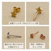 ピアス 金属アレルギー対応 星 モチーフ ハワイアンジュエリー 片耳用 1個売り サージカルステンレス 316L セカンドピアス つけっぱなし 小ぶり スター ゴールド シルバー ピンクゴールド