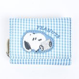 スヌーピー 三つ折り財布 ブルー サガラワッペンチェック SNOOPY 送料込み