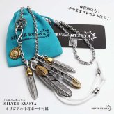 ステンレス フェザーネックレス インディアンジュエリー ペンダントネックレス メンズネックレス シルバー ゴールド 太角 あずきチェーン 細身 羽根 イーグル 精巧 立体的 男性 金属アレルギー対応