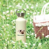 パグ かわいい 取っ手付きマグボトル おしゃれ 290ml 保温 保冷 ステンレス マグボトル 取っ手付き 真空 断熱 二重構造 ボトル タンブラー 水筒 マイボトル オリジナル ブルドッグ 犬 ペット 動物 アニマル