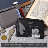 フラグメントケース トムとジェリー レディース 女性 ミニ財布 薄型 薄い 小さい ウォレット キーケース トムジェリ Tom and Jerry キャラクター グッズ FLAPPER フラッパー おしゃれ かわいい 黒 グレー 小銭入れ パスケース カードケース 定期入れ カード入れ キーホルダー