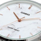 CASIO 腕時計 カシオ 時計 ウォッチ チープカシオ チプカシ クオーツ メンズ 腕時計 ホワイトマーブル×ブラックレザーバンド MTP-VT01LM-7A 海外モデル  [並行輸入品]