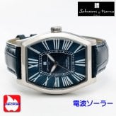 【送料無料】（お取り寄せ）腕時計メンズ 【Salvatore Marra】サルバトーレマーラ 電波ソーラー腕時計 ダイヤモンド配置 ローマインデックス 革ベルト SM26101-SSBL ブランド 人気 シンプル 高級感 エレガント ウォッチ カジュアル フォーマル 誕生日 [SM26101-SSBL]