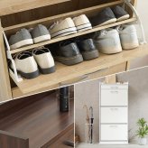 収納家具 ラック シューズ 靴箱 幅62cm 奥行24cm 高さ136.5cm 3段タイプ 最大18足収納可能 引出し 玄関収納 下駄箱 シューズボックス 靴入れ スリム 省スペース スリッパ収納 木目 収納 大容量 棚