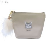  CatAll フェイス刺繍ポーチ ネコ 猫 刺繍 定形外 送料無料 コンパクト ポーチ 化粧ポーチ コスメポーチ 小物入れ